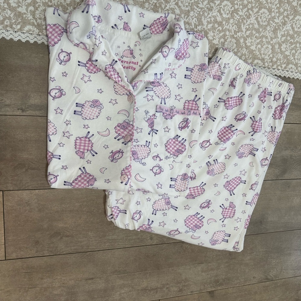 Sears White and Purple Sheep Print Pajama Set - Two-Piece Sleepwear - Picture 8 of 16
